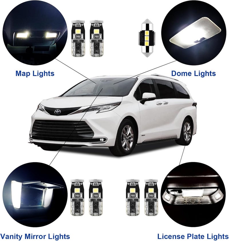 EASY EAGLE 16 Pcs Super Bright 6000K White LED Interior Light: Bulbs Kit Package for 2011-2015 2016 2017 2018 2019 2020 2021 Toyota Sienna Lighting Package Kit Includes Light Accessories+ and Install Tool - Image 2